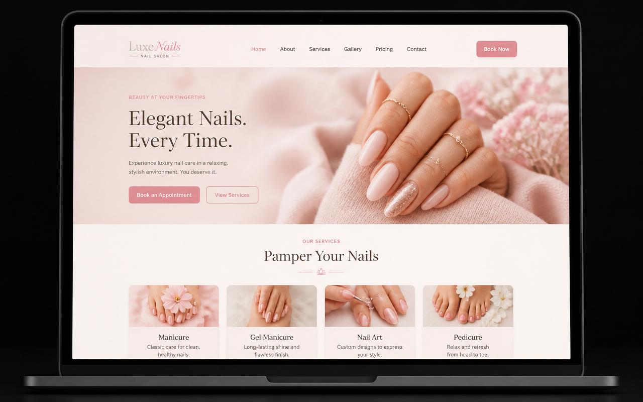 Screenshot of the Eliza Nails IT website